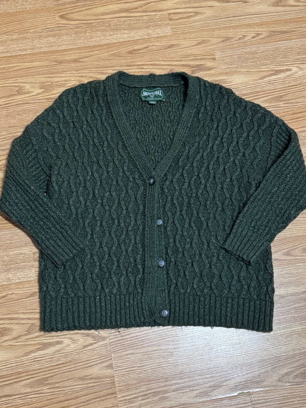 American Eagle Vintage Cable Knit Sweater - Green, Small